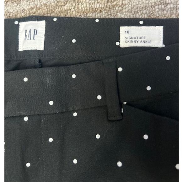 Gap Signature Skinny Black White Polka Dot Stretch Skinny Ankle Pants Size 10 - Picture 8 of 9
